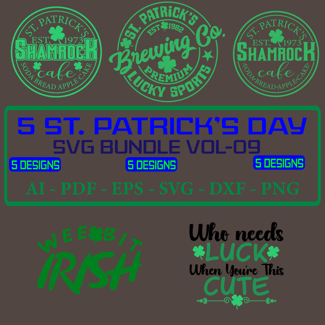 5 St Patrick’s Day SVG Bundle Vol 09 cover image.