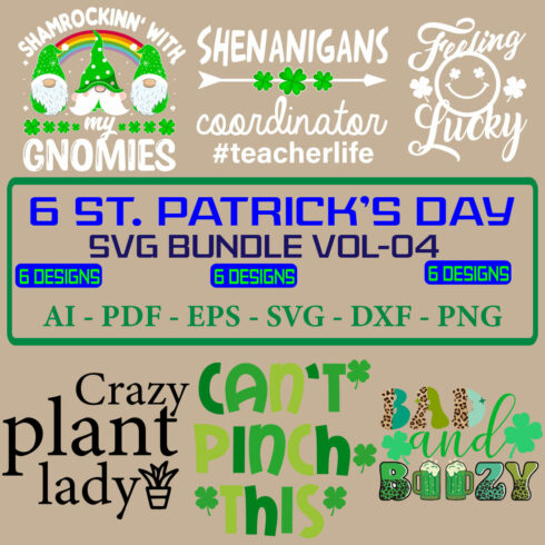 6 St Patrick’s Day SVG Bundle Vol 04 cover image.