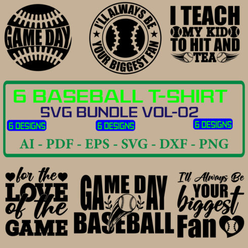 6 Baseball T-shirt SVG Bundle Vol 02 cover image.