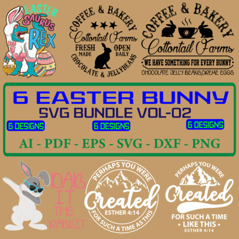 6 Easter Bunny SVG Bundle Vol 02 cover image.