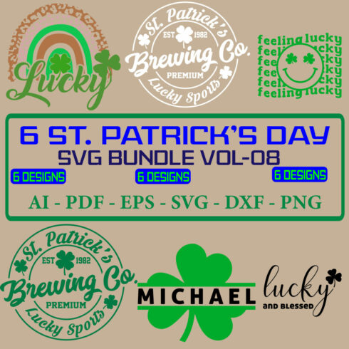 6 St Patrick’s Day SVG Bundle Vol 08 cover image.