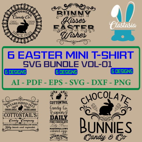 6 Easter Mini T-shirt SVG Bundle Vol 01 cover image.
