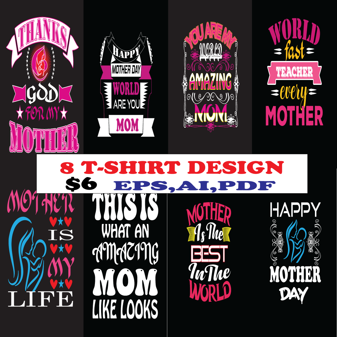Mother day T-shirt design cover image.
