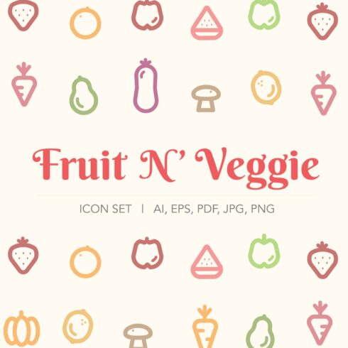 Fruit N' Veggie Icon Set cover image.