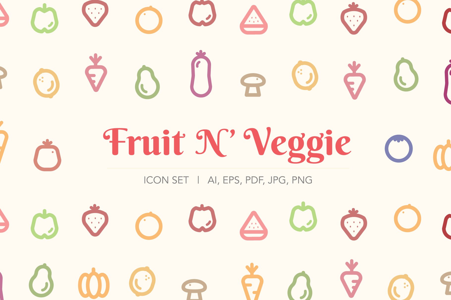Fruit N' Veggie Icon Set cover image.