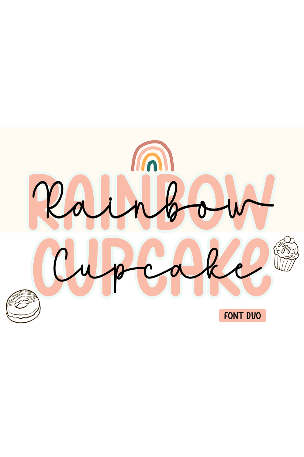 Rainbow Cupcake Duo pinterest preview image.