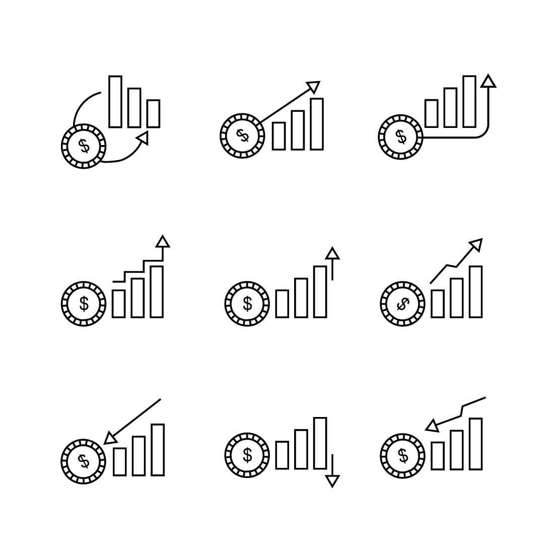 coin, bussines, arrow, flat illustration icon for your bussines app or web preview image.