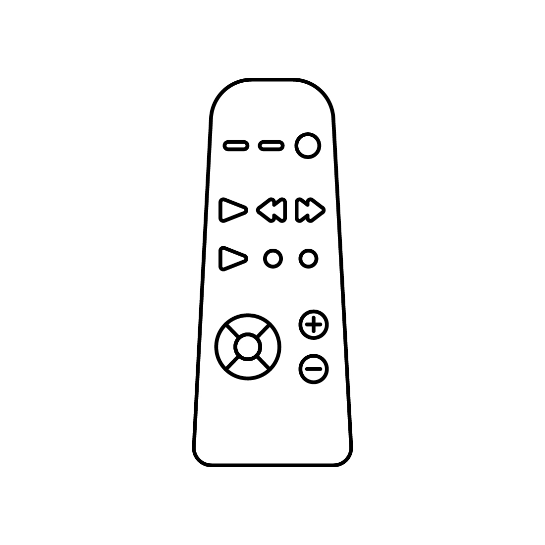 Black and white drawing of a remote control.