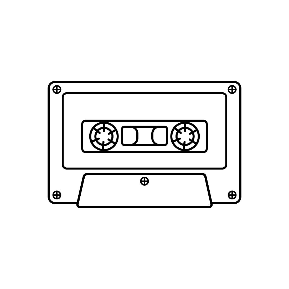 Black and white line drawing of a cassette.