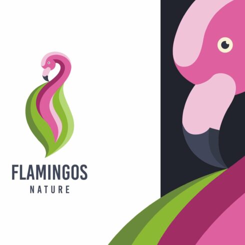 Flamingo Leaf Logo Template cover image.