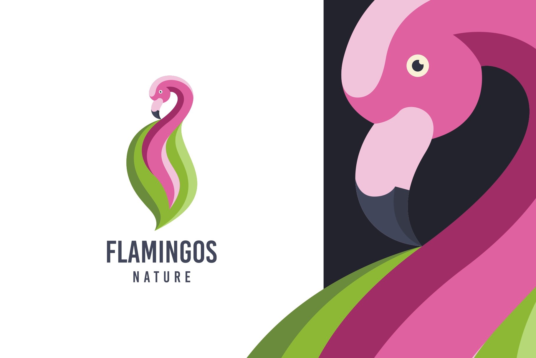 Flamingo Leaf Logo Template cover image.