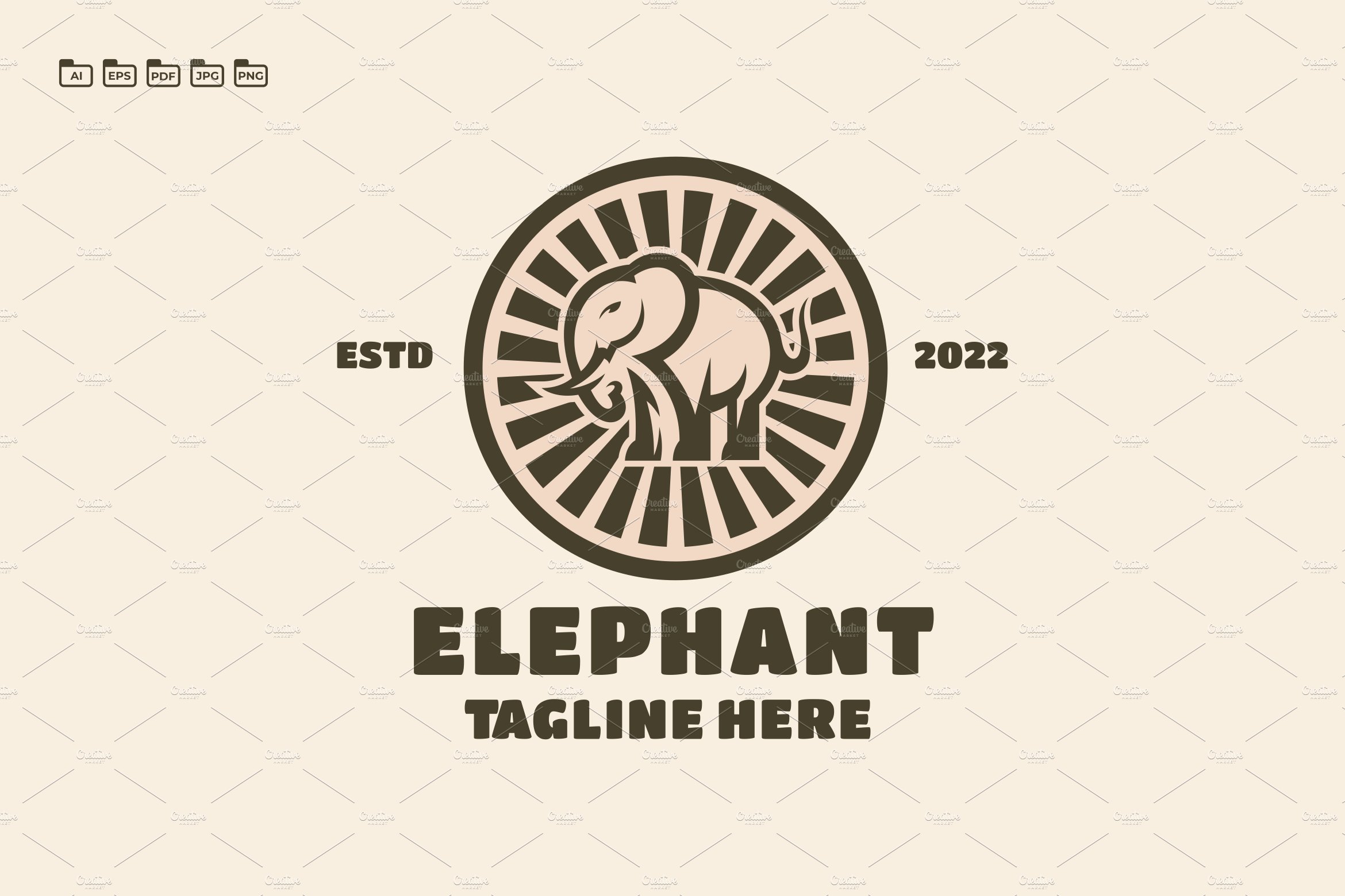 Elephant Emblem Logo Template cover image.