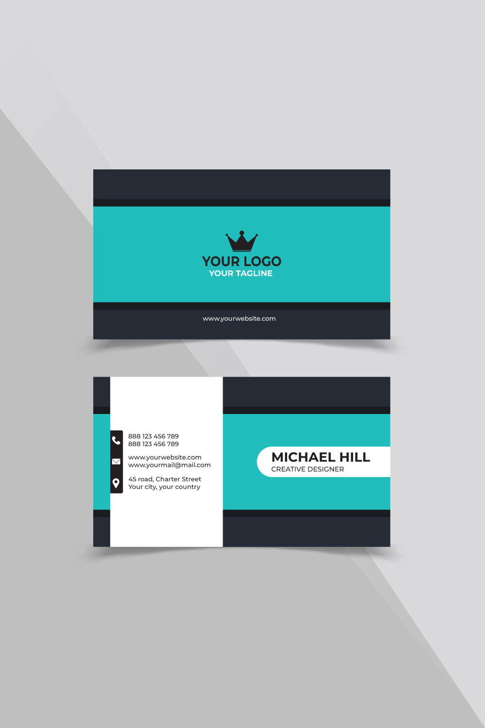 Creative And Modern Business Card Design Template pinterest preview image.