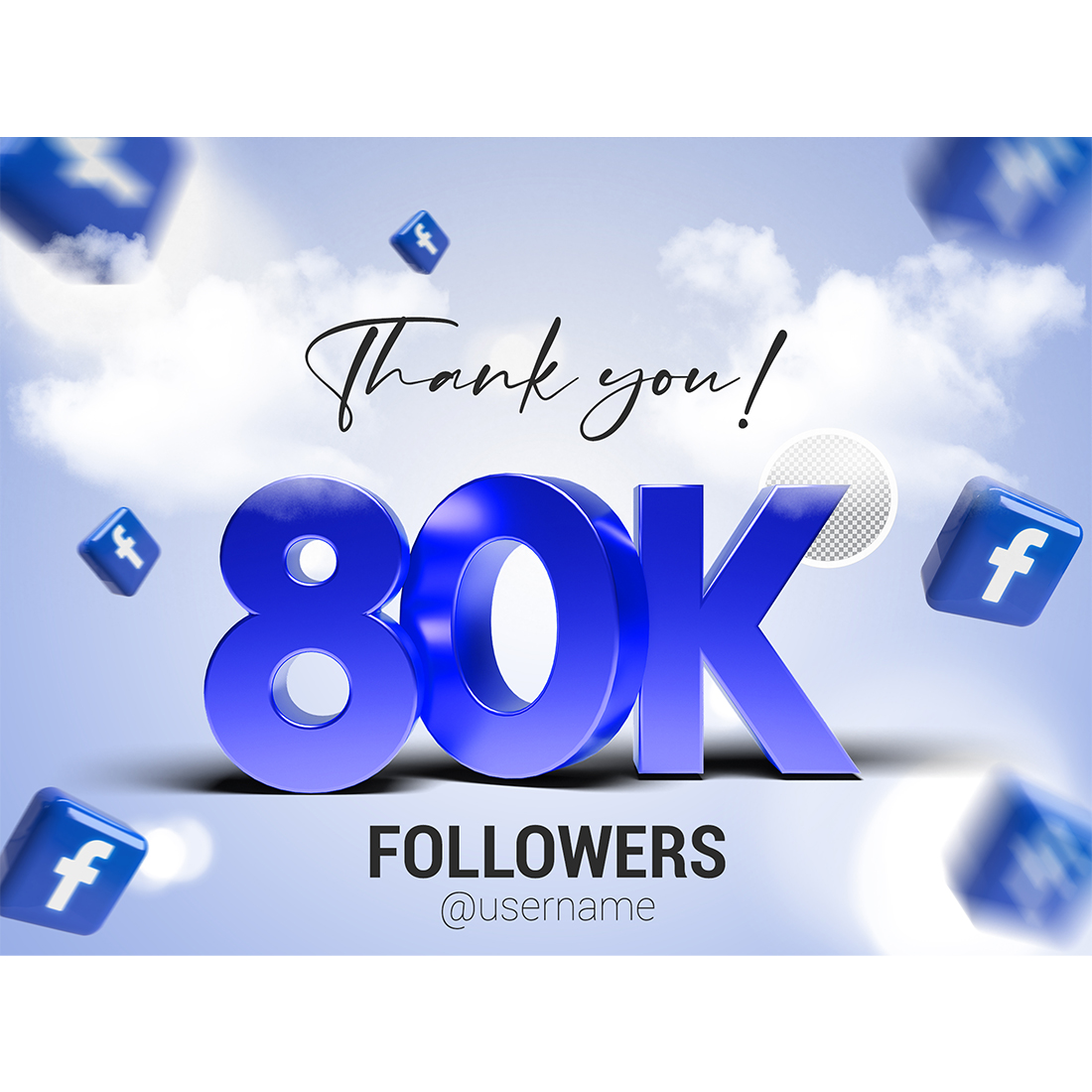 80K Followers In Facebook PSD cover image.