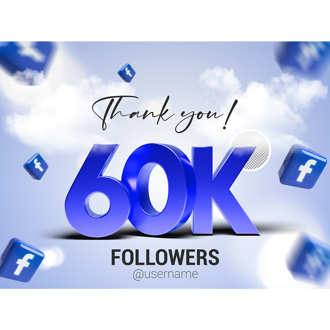 60K Followers In Facebook PSD preview image.