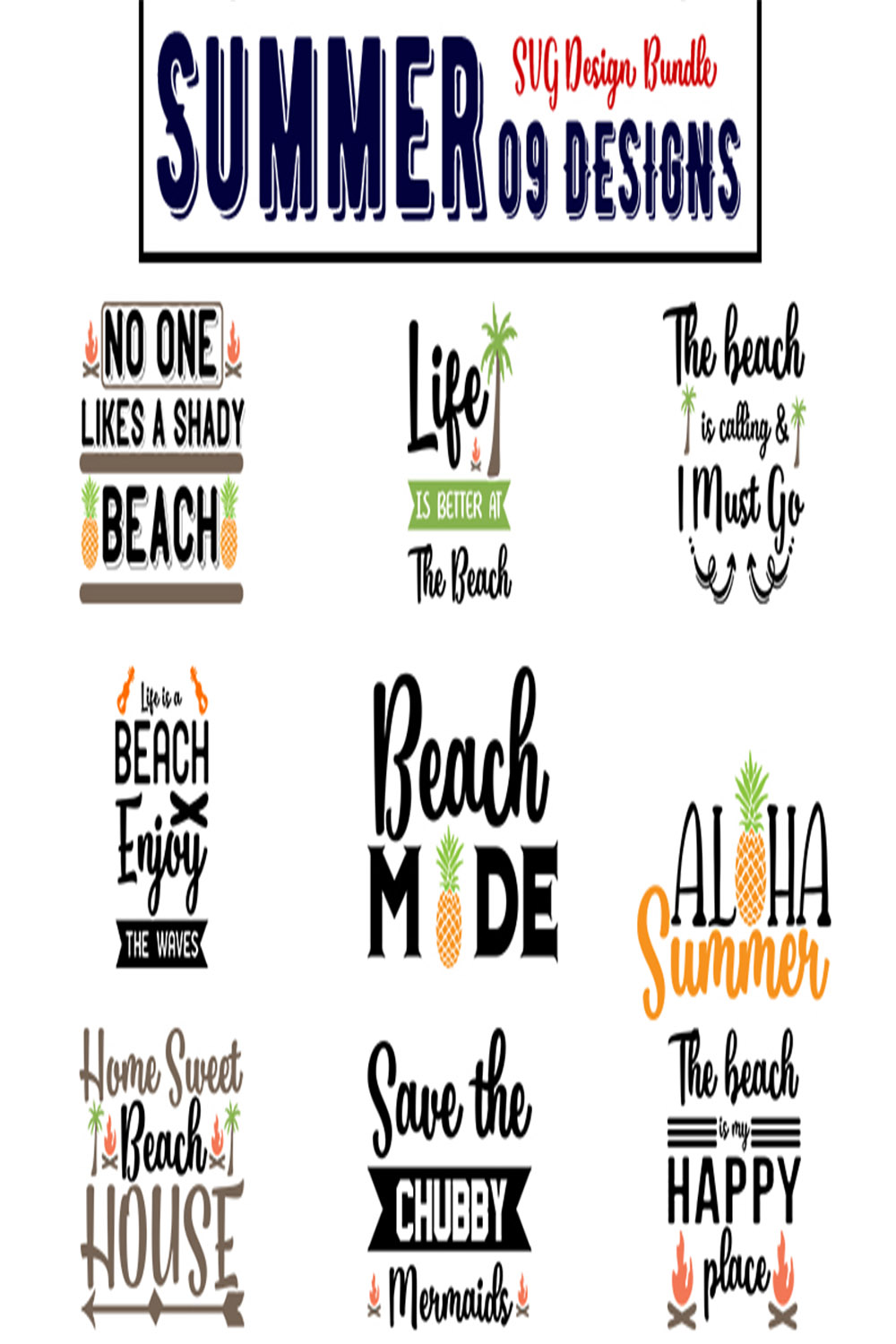 Summer Svg Bundles pinterest preview image.