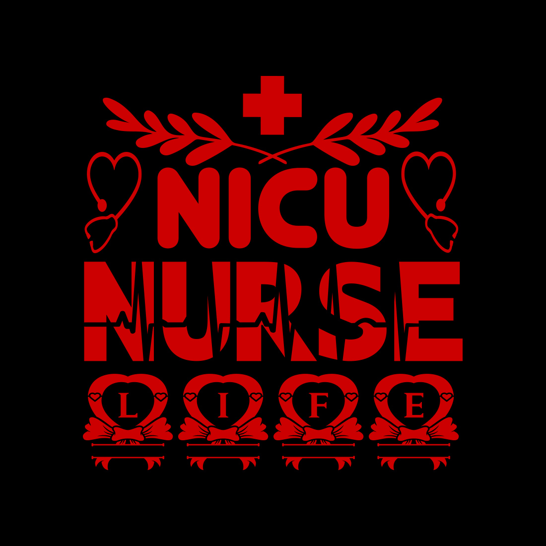 Red and black nurse's logo on a black background.