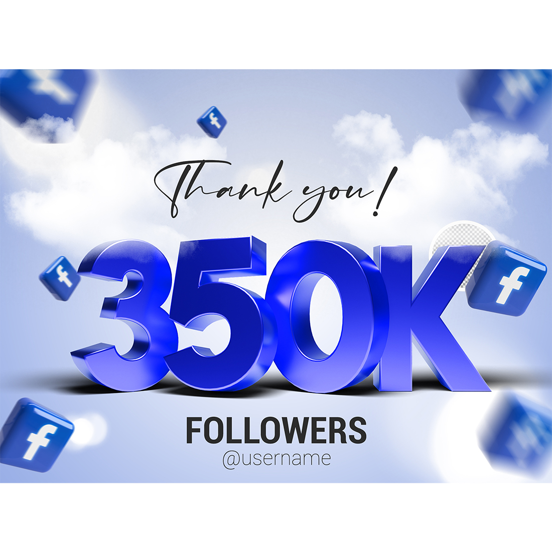 350K Followers In Facebook PSD cover image.
