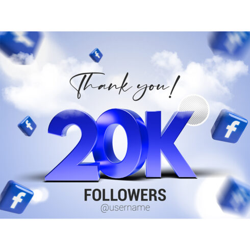 20K Followers In Facebook PSD cover image.
