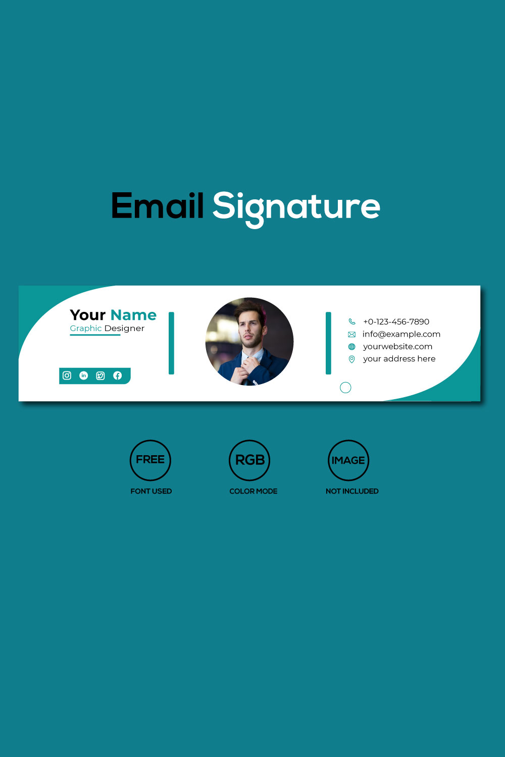 Email Signature Design Or Email Footer Design pinterest preview image.