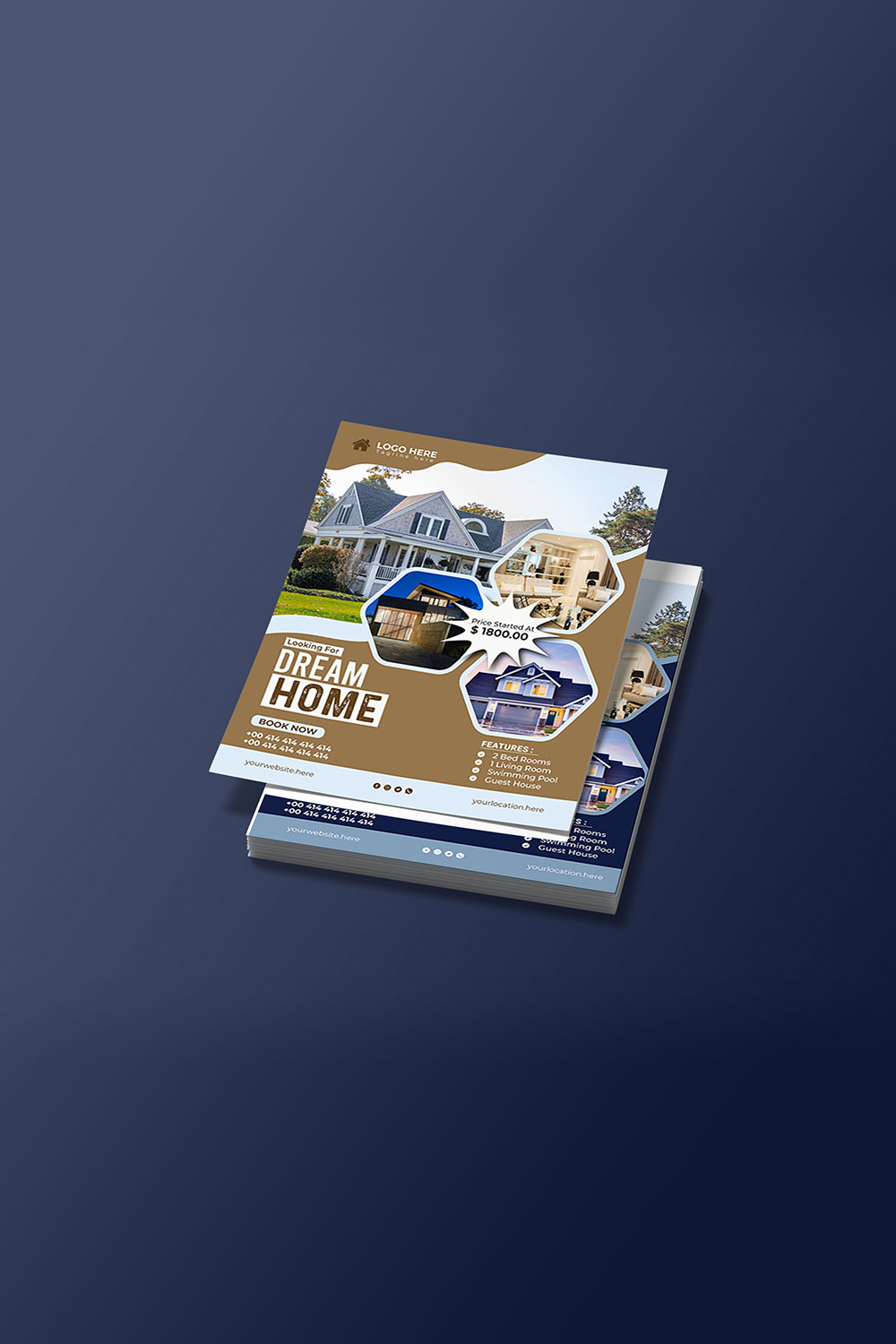 Real Estate Modern Home Sale Flyer Template pinterest preview image.