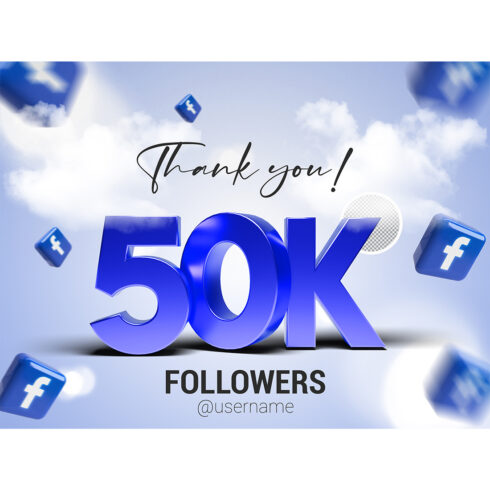 50K Followers In Facebook PSD cover image.