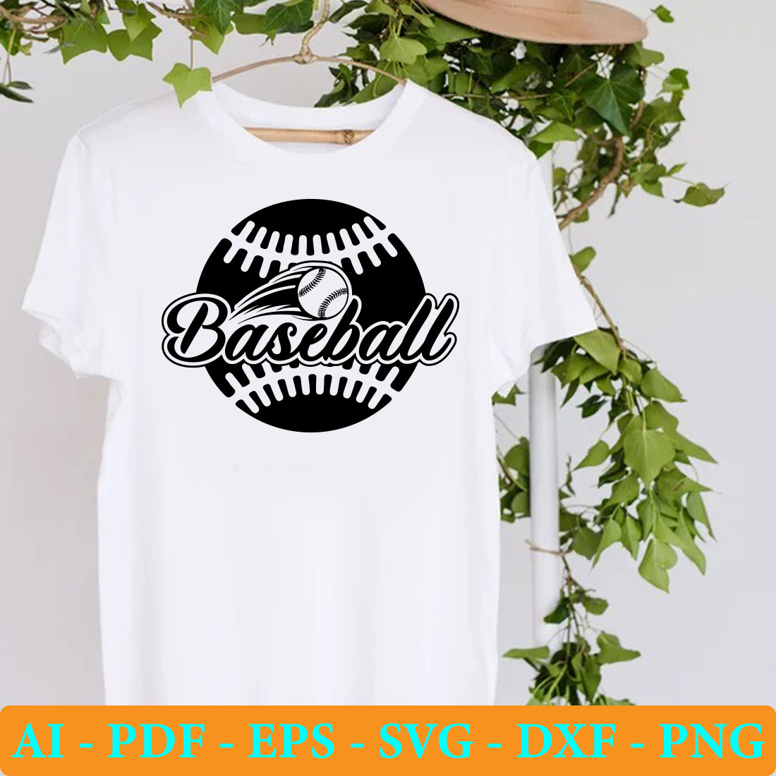 T - shirt with a baseball and ball on it.