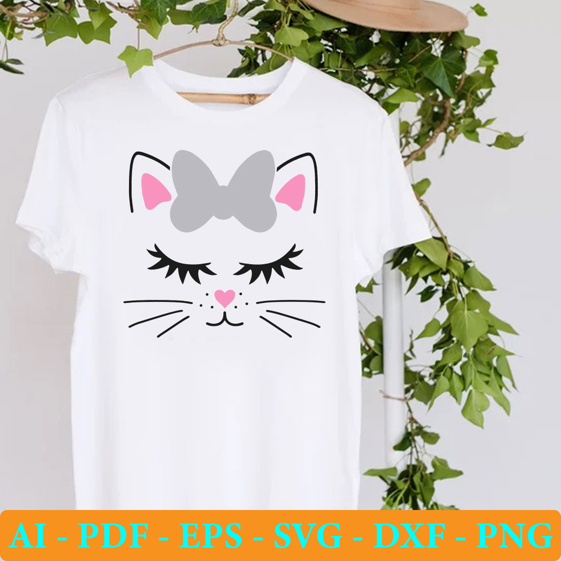 T - shirt with a cat's face on it.