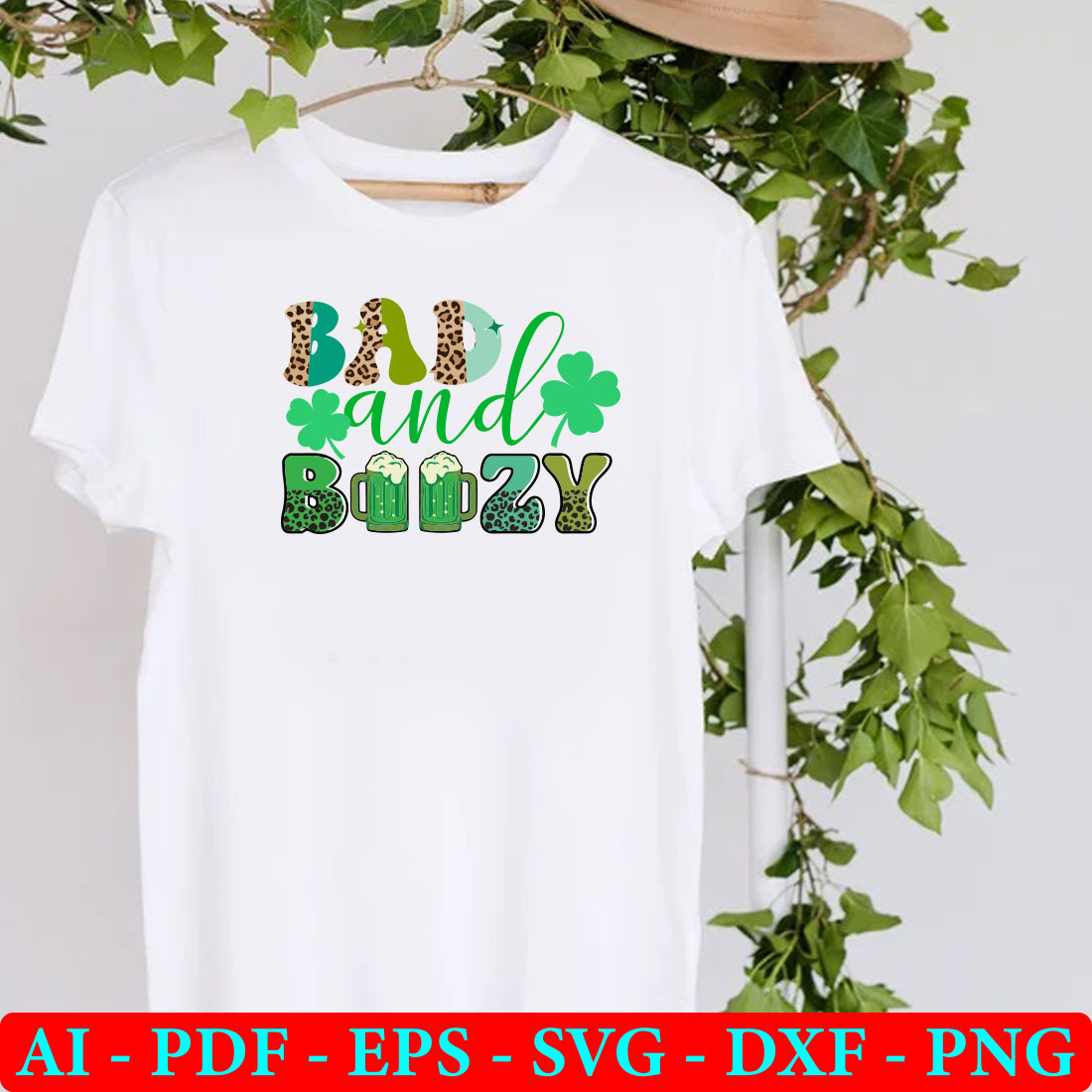 White t - shirt with the words bad and booy printed on it.