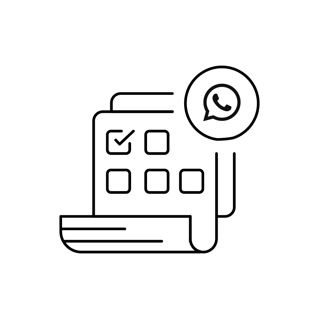 Line drawing of a phone with a question mark.