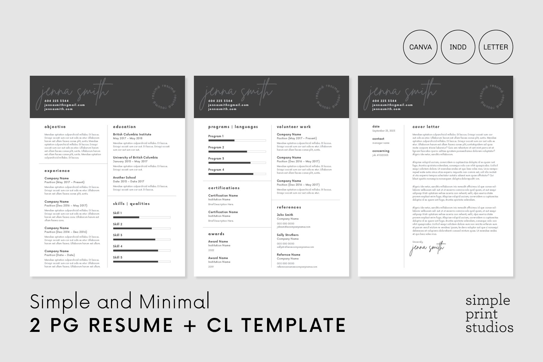 Minimal Resume/CV Template preview image.