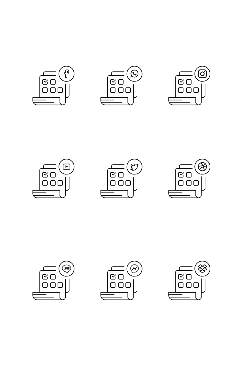 paper,social media icon, flat illustration icon for your app or web pinterest preview image.