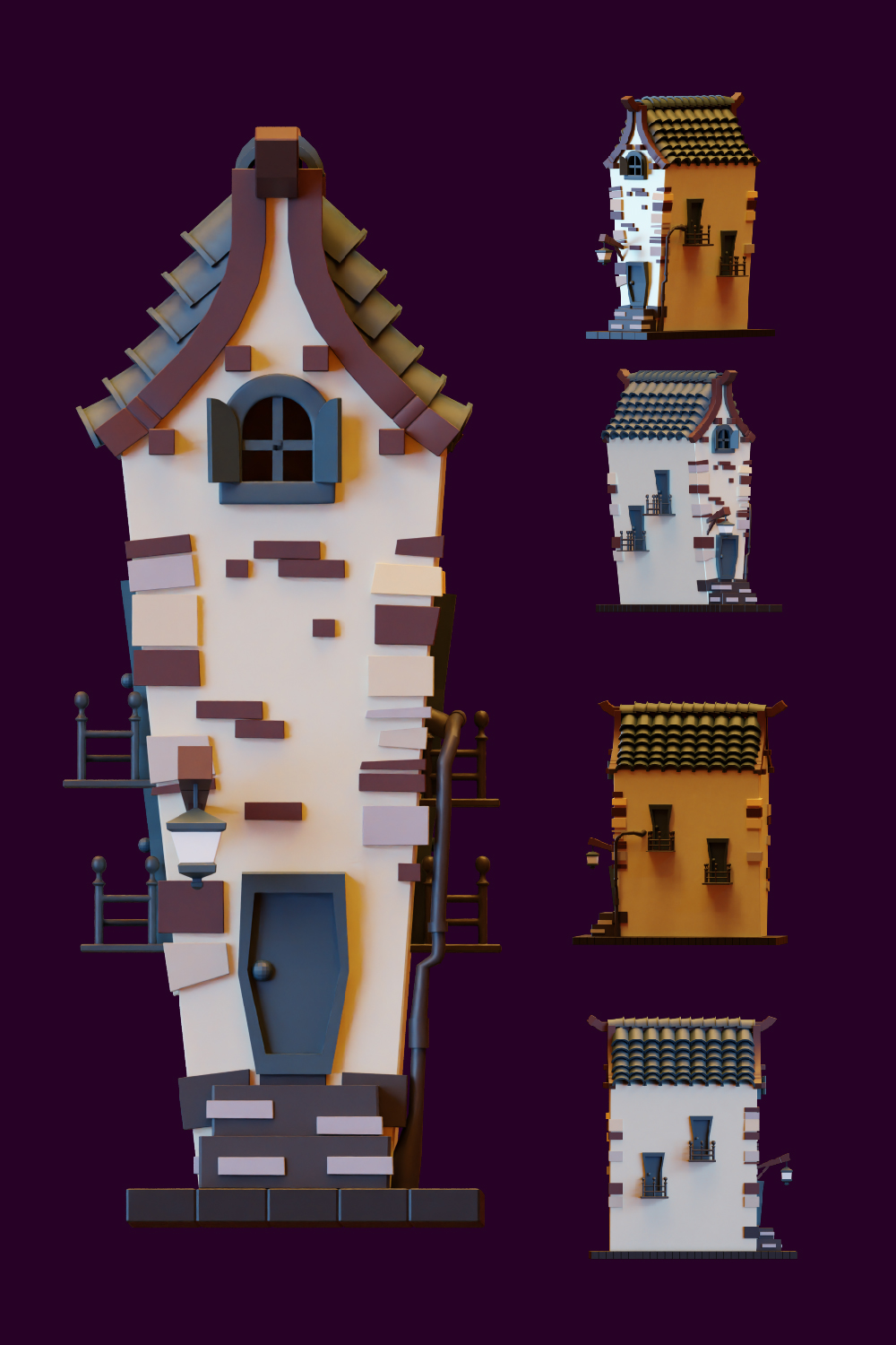 3D HOUSE BUILDING LOWPOLY RENDER pinterest preview image.