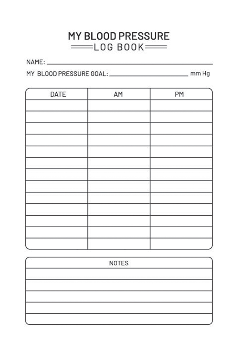 Blood Pressure Log Book - KDP Interior pinterest preview image.
