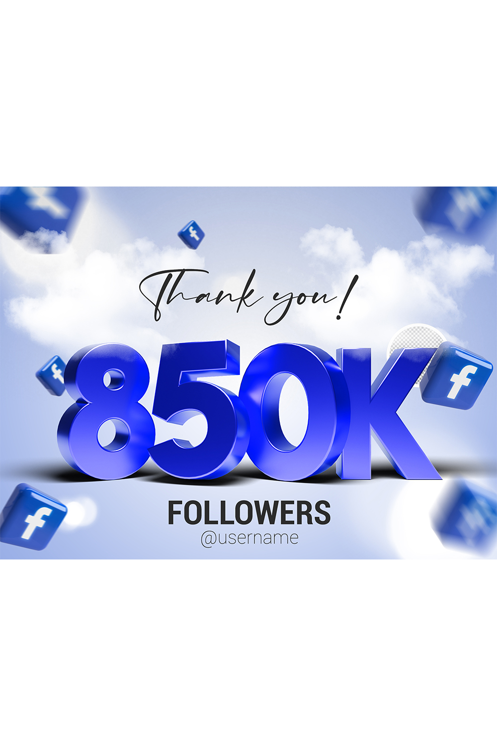 850K Followers In Facebook PSD pinterest preview image.