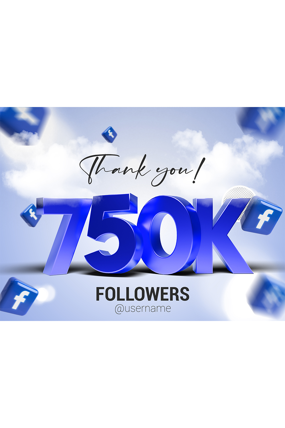 750K Followers In Facebook PSD pinterest preview image.