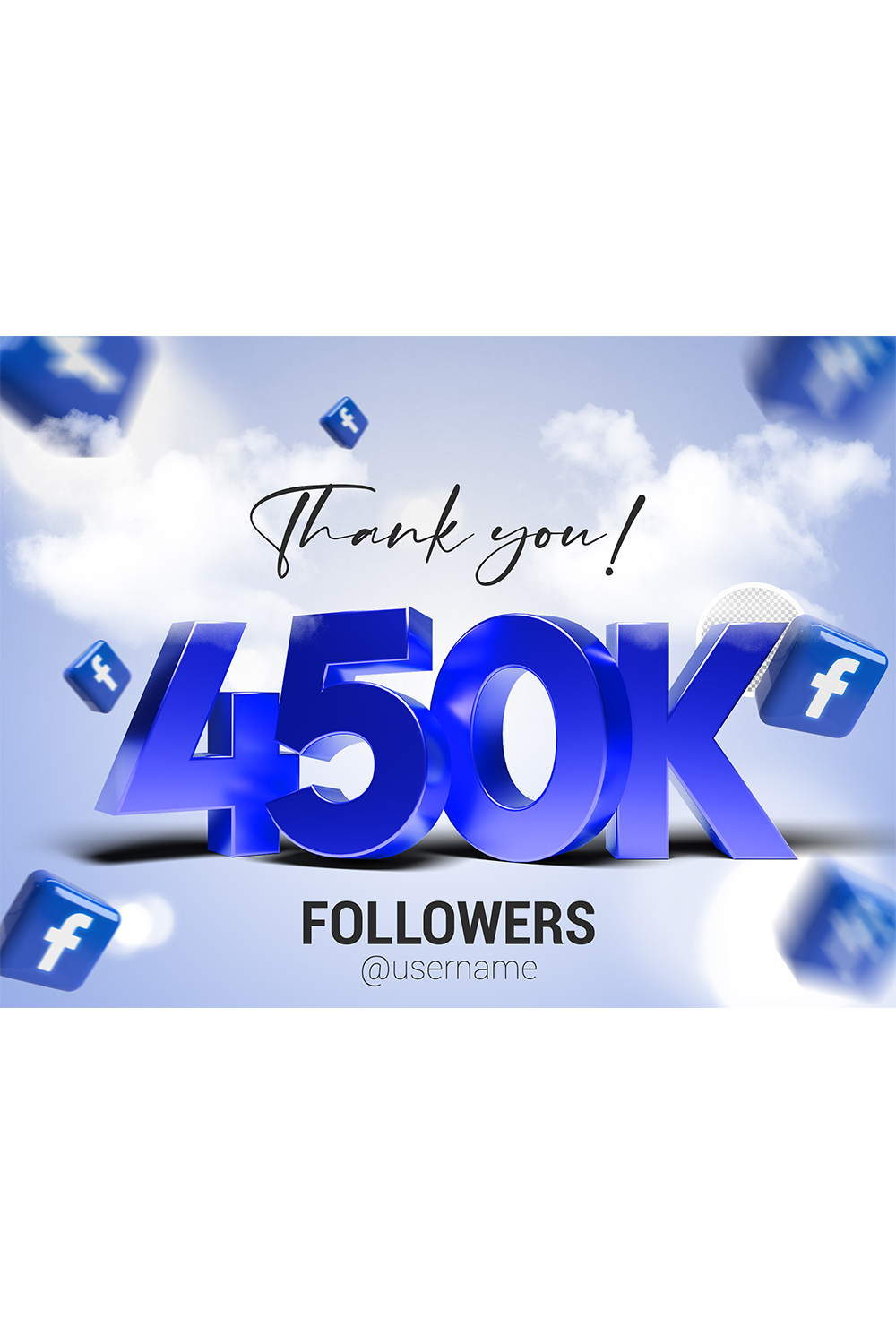 450K Followers In Facebook PSD pinterest preview image.