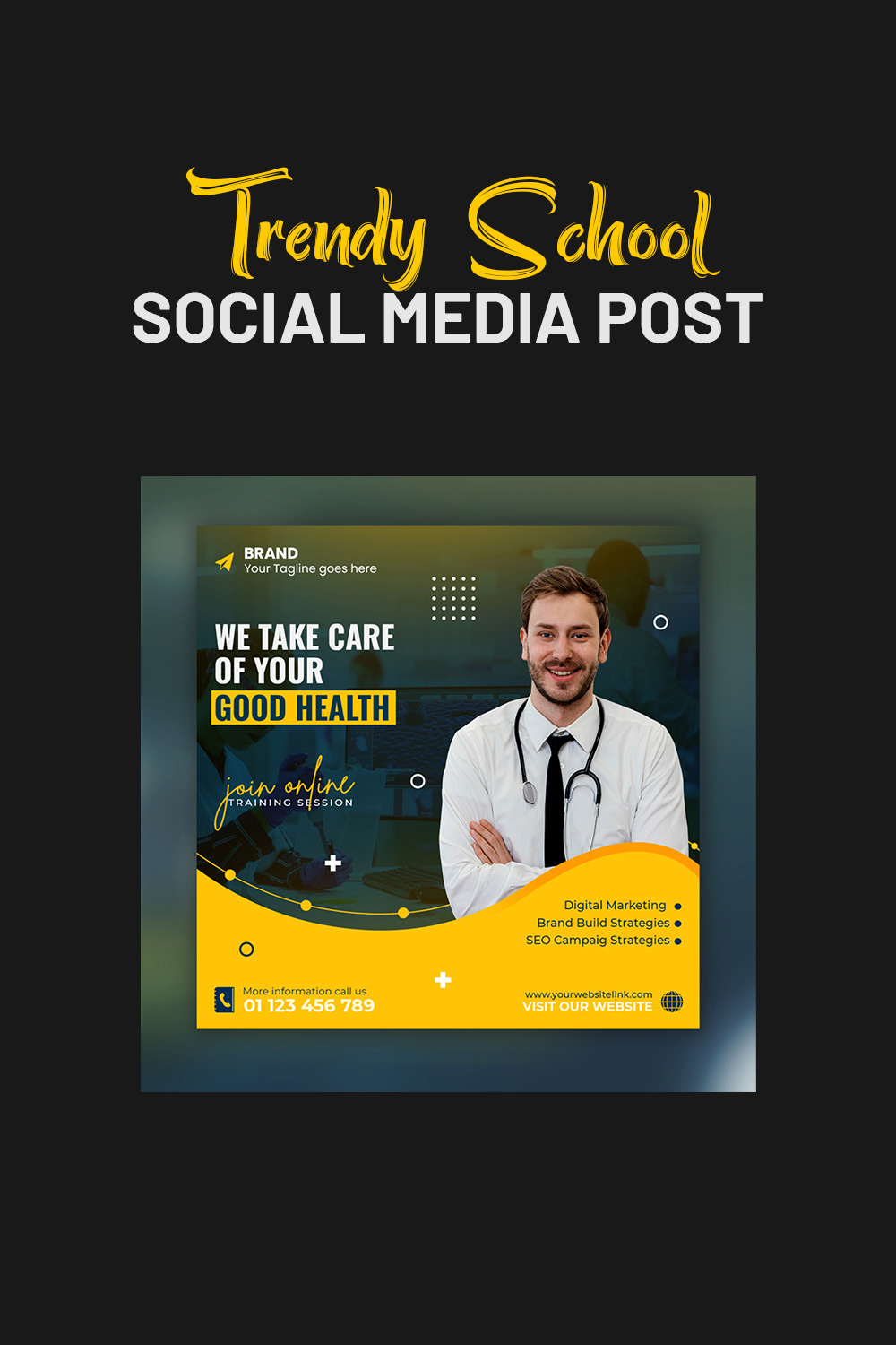 Beautiful Medical Health Care Flyer Social Media And Web Banner Post Template- Only $4 pinterest preview image.