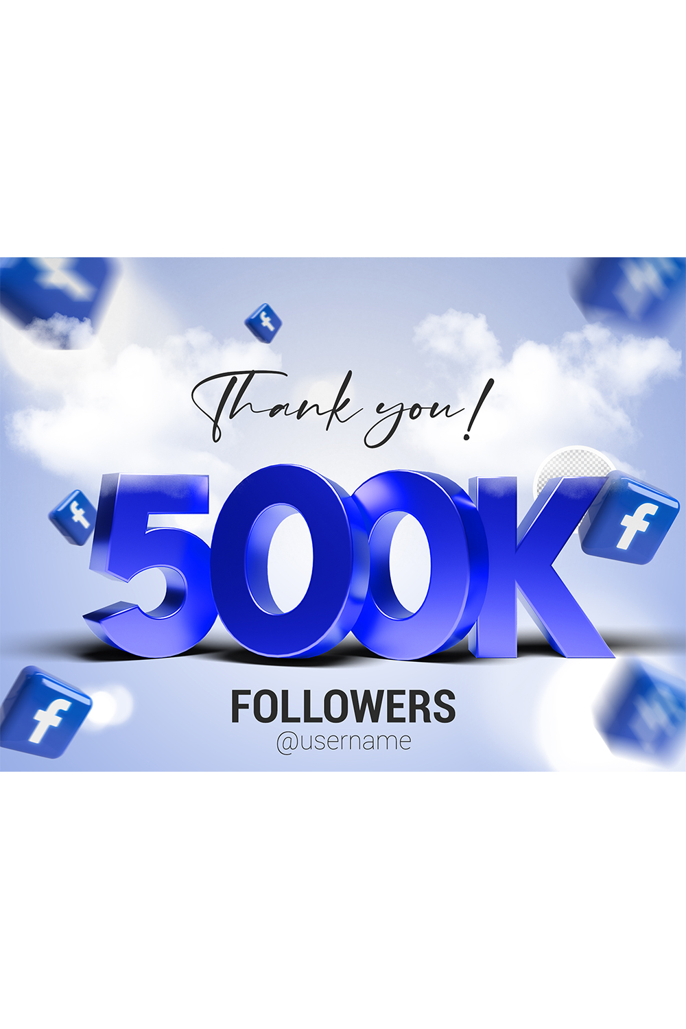 500K Followers In Facebook PSD pinterest preview image.