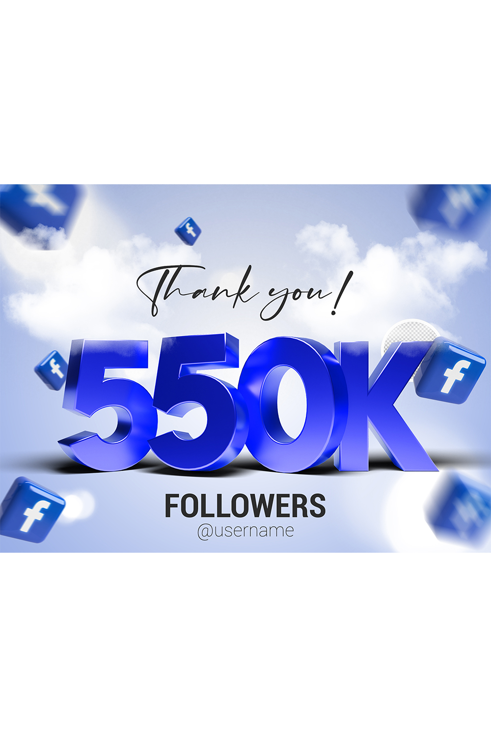 550K Followers In Facebook PSD pinterest preview image.