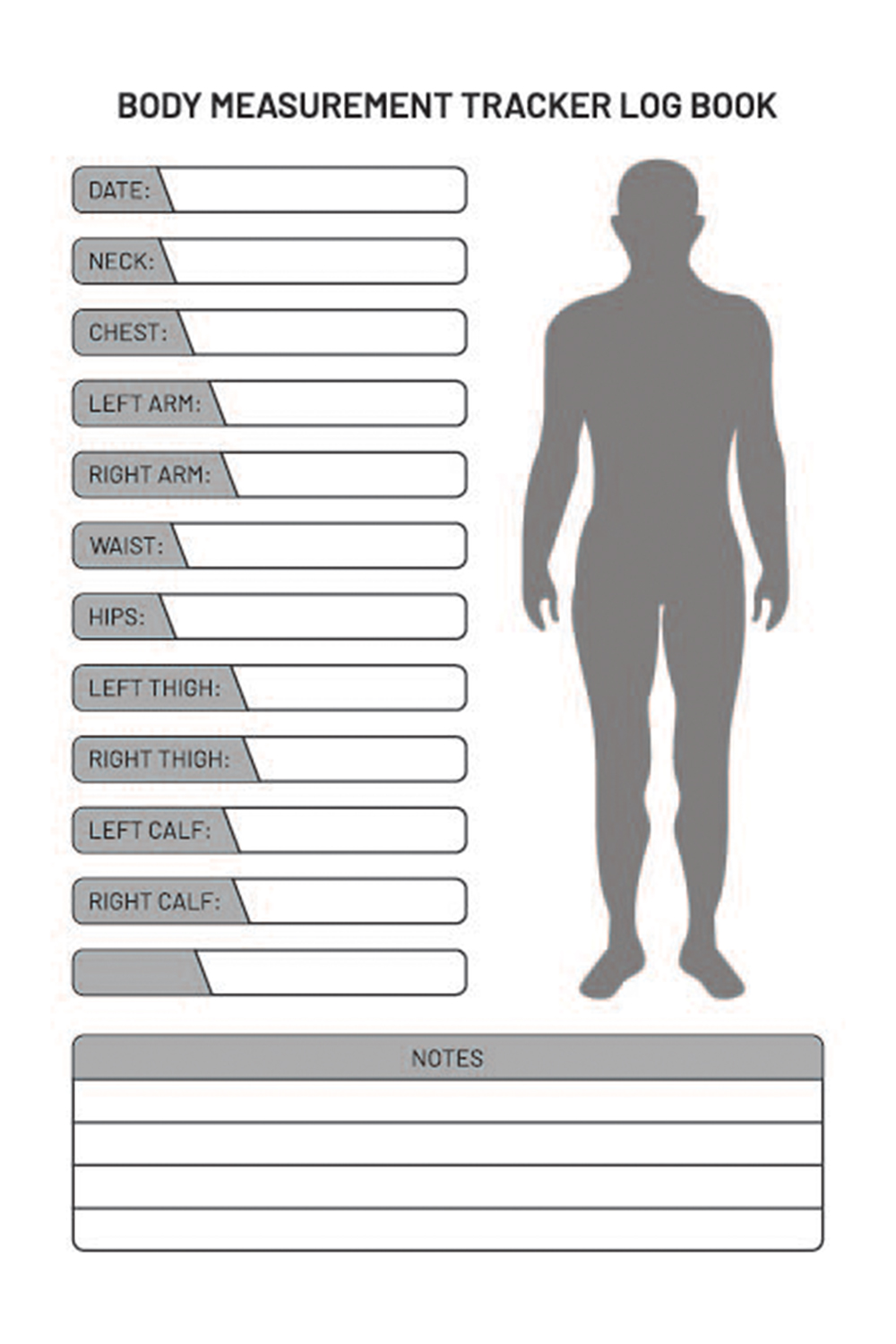 Body Measurement Traker Log Book - KDP Interior pinterest preview image.