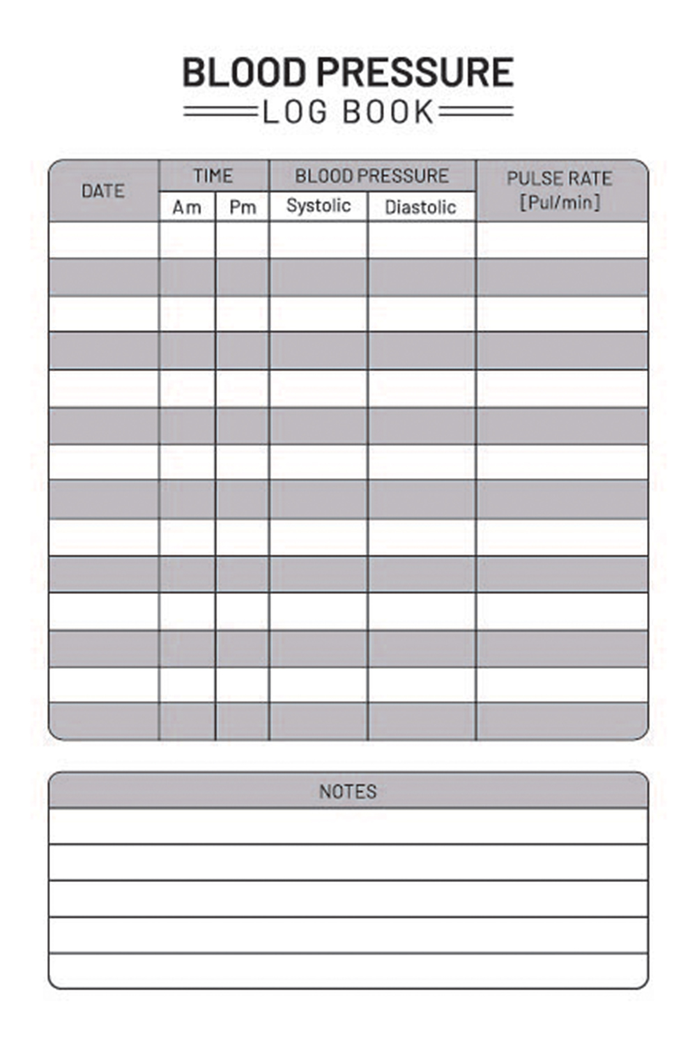 Blood pressure Log Book - KDP Interior pinterest preview image.