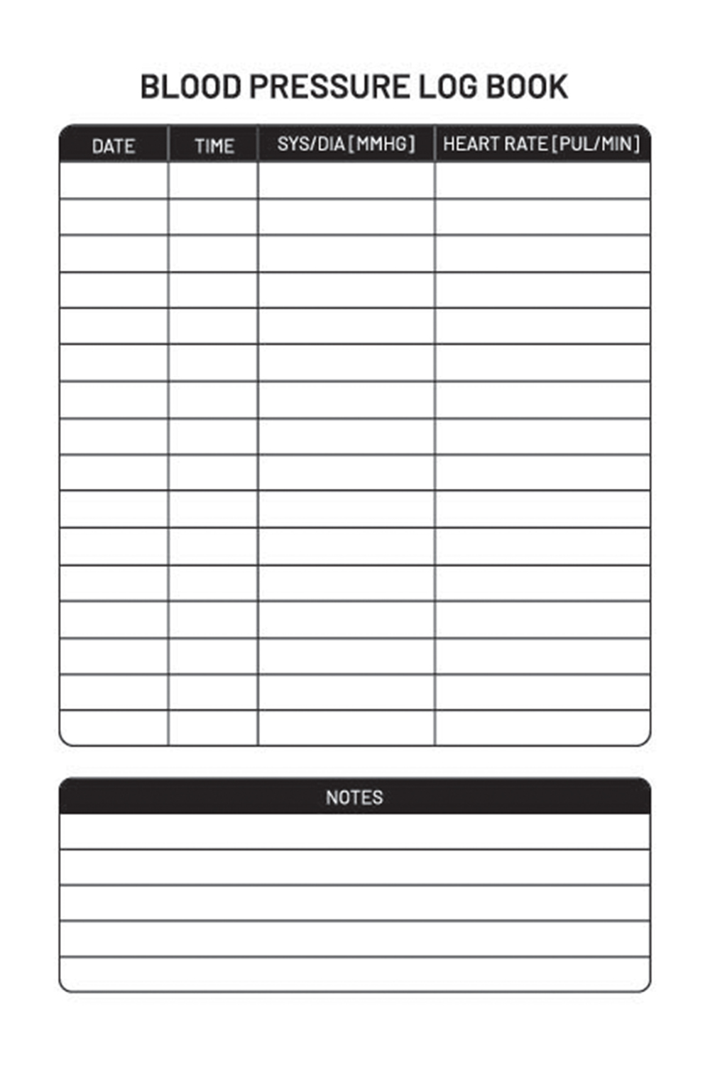 Blood pressure Log Book - KDP Interior pinterest preview image.