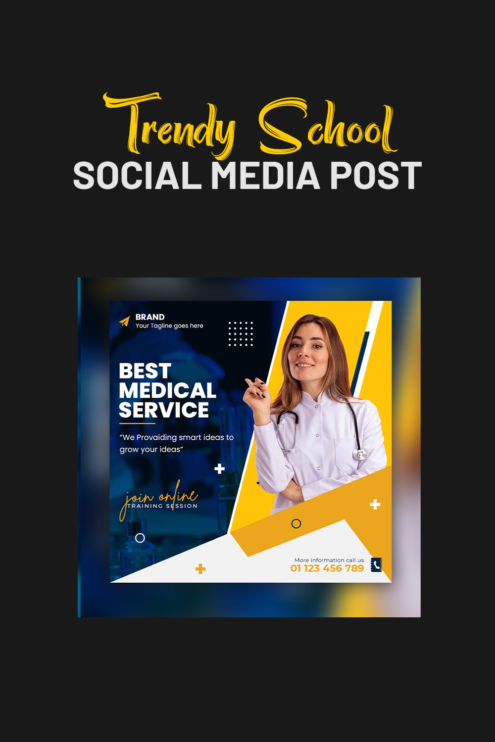 Beautiful Medical Health Care Flyer Social Media And Web Banner Post Template- Only $4 pinterest preview image.