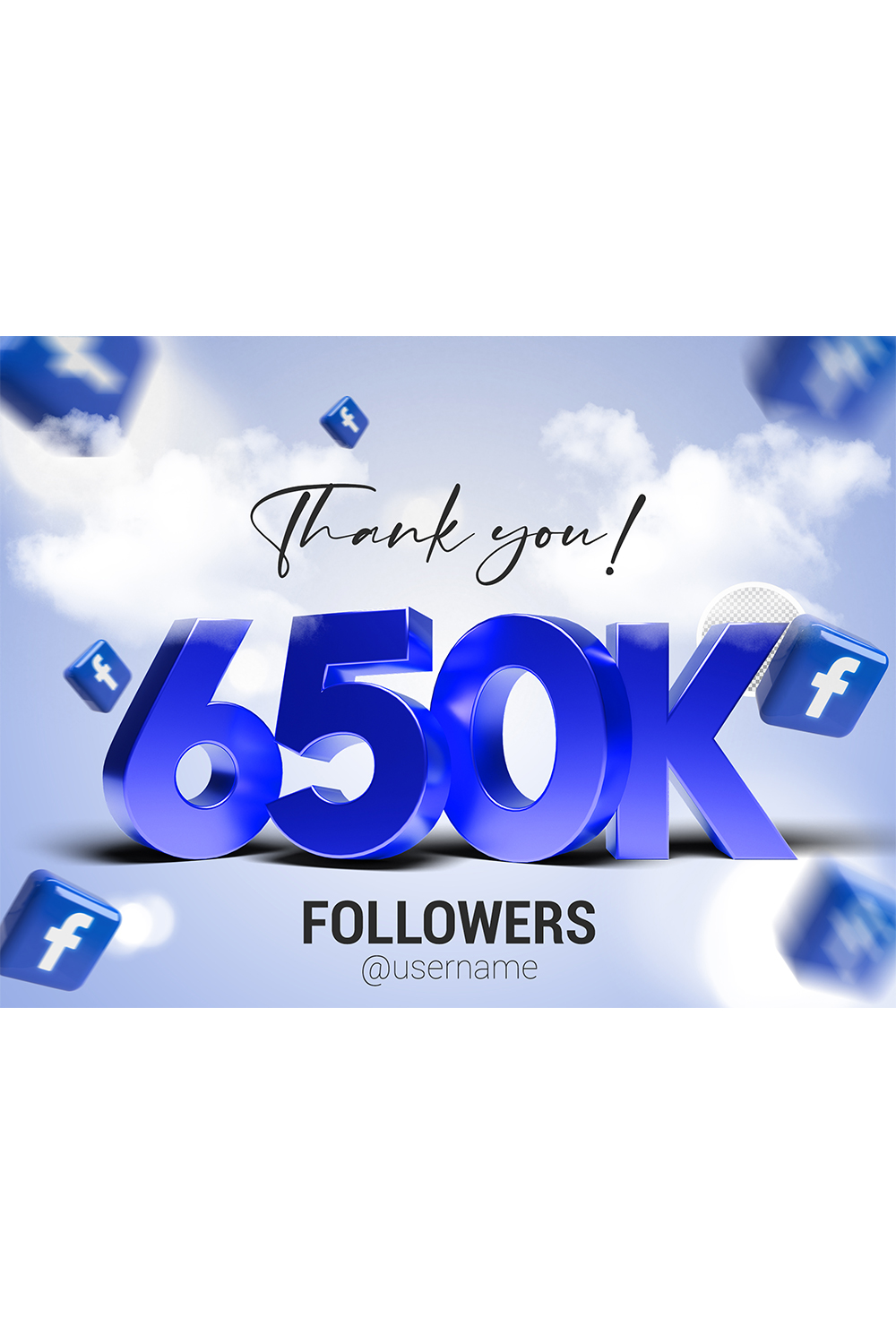 650K Followers In Facebook PSD pinterest preview image.