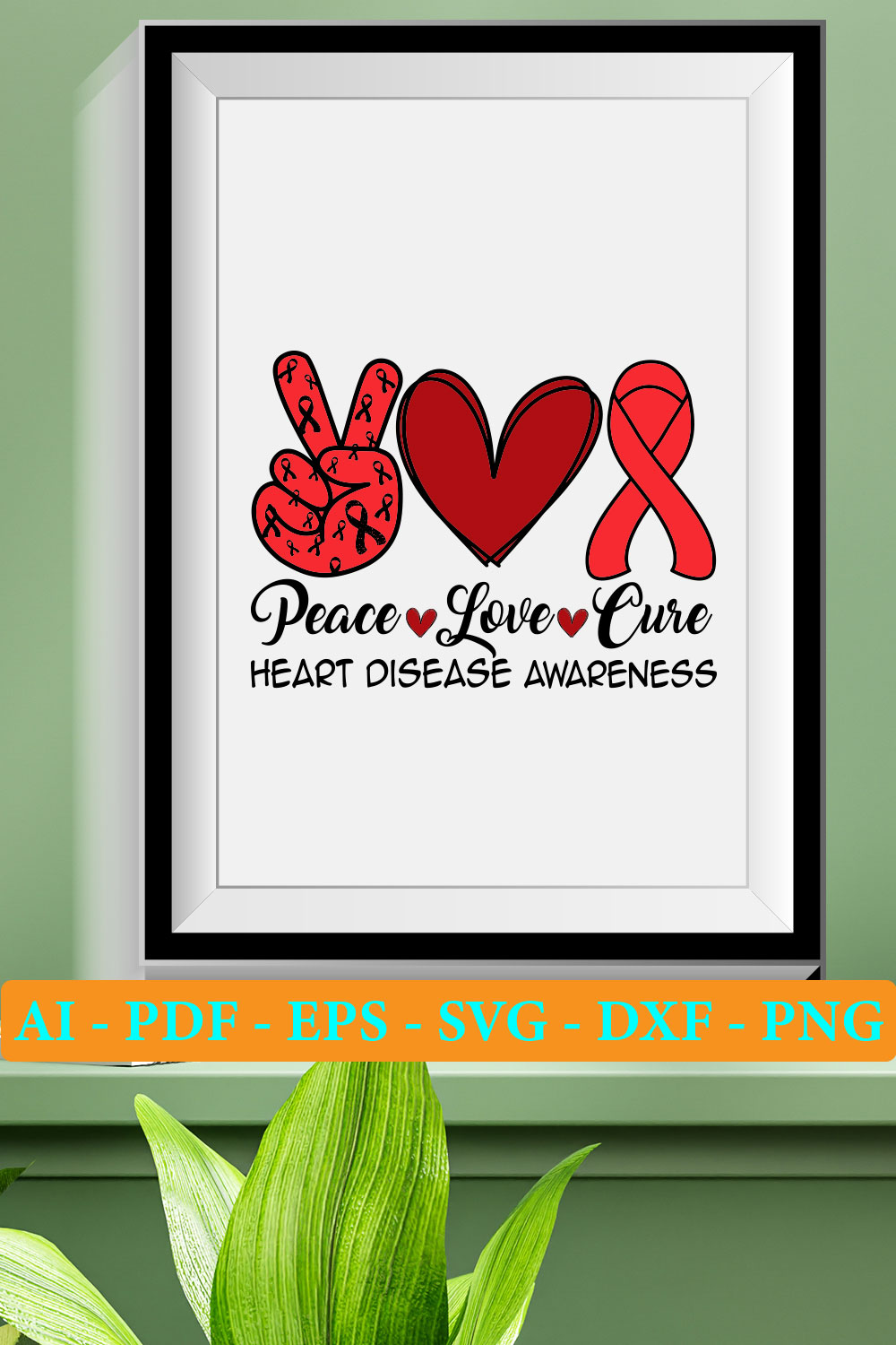 6 Heart Disease Awareness SVG Bundle Vol 03 pinterest preview image.