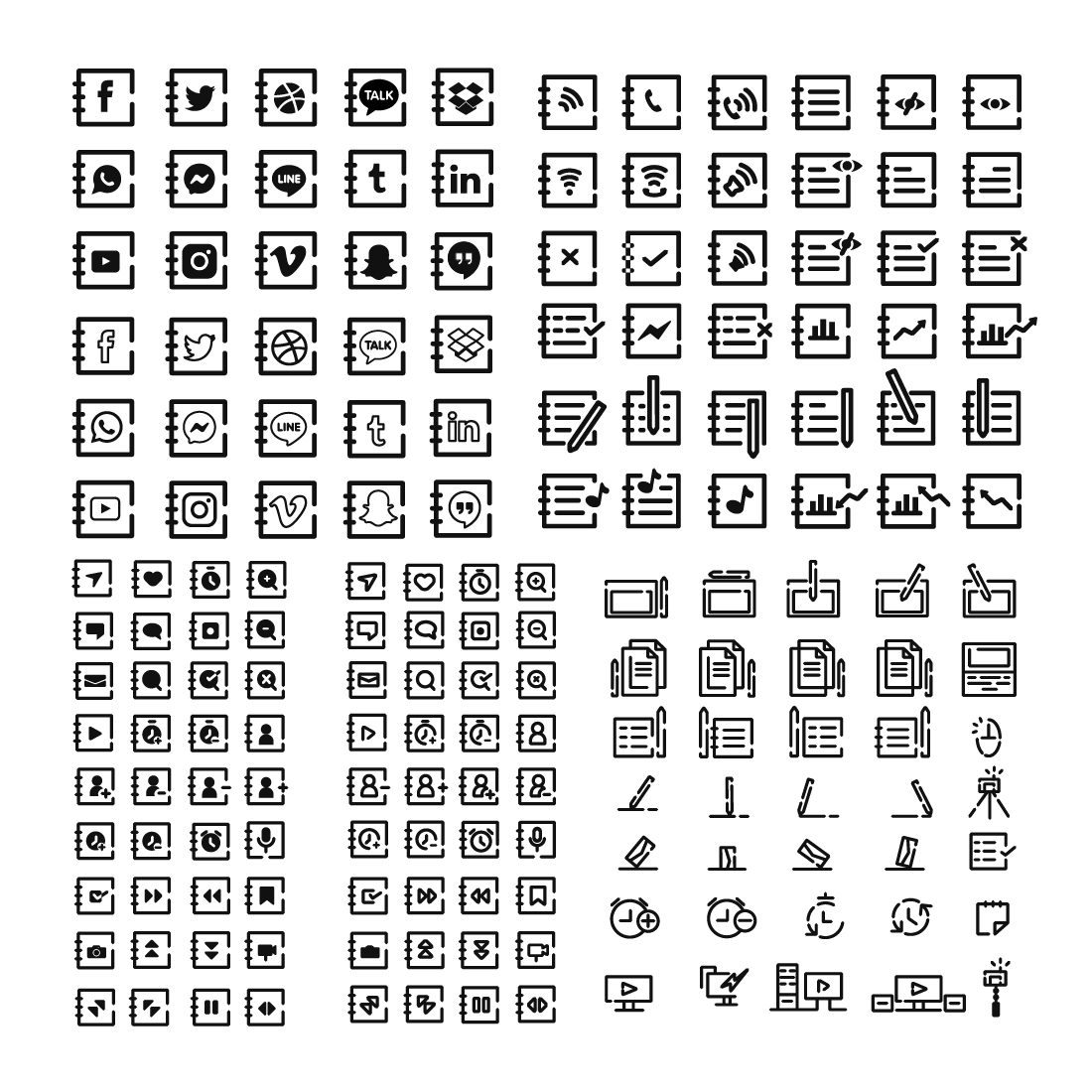Large set of computer icons and symbols.