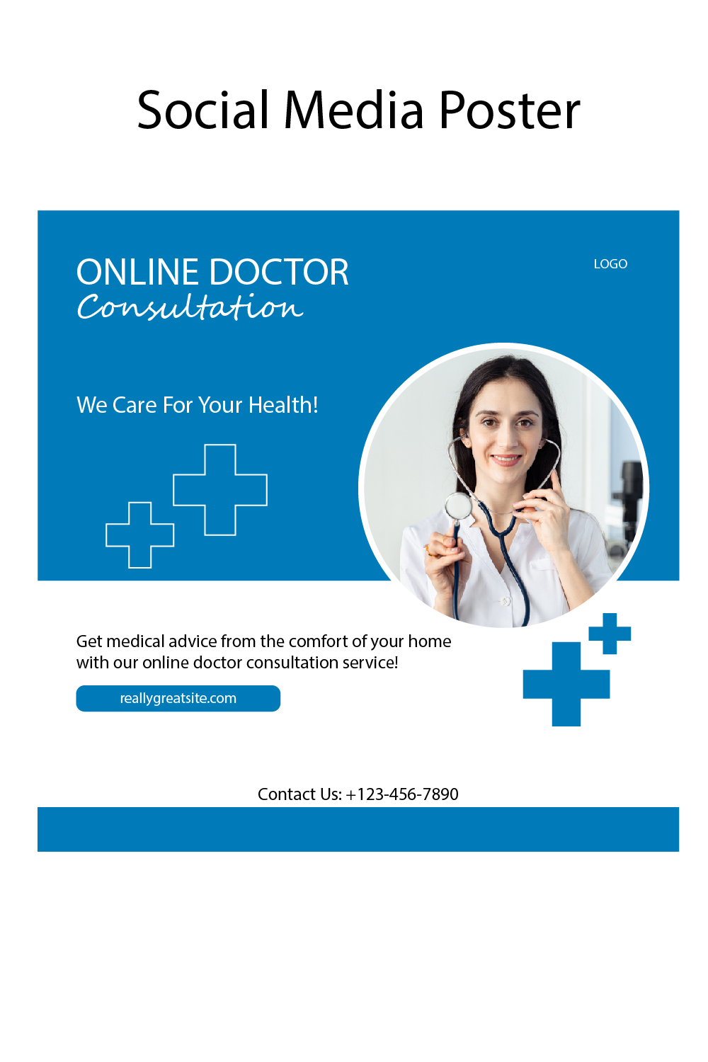 Online Doctor Consultation Social Media poster for Facebook and Instagram pinterest preview image.