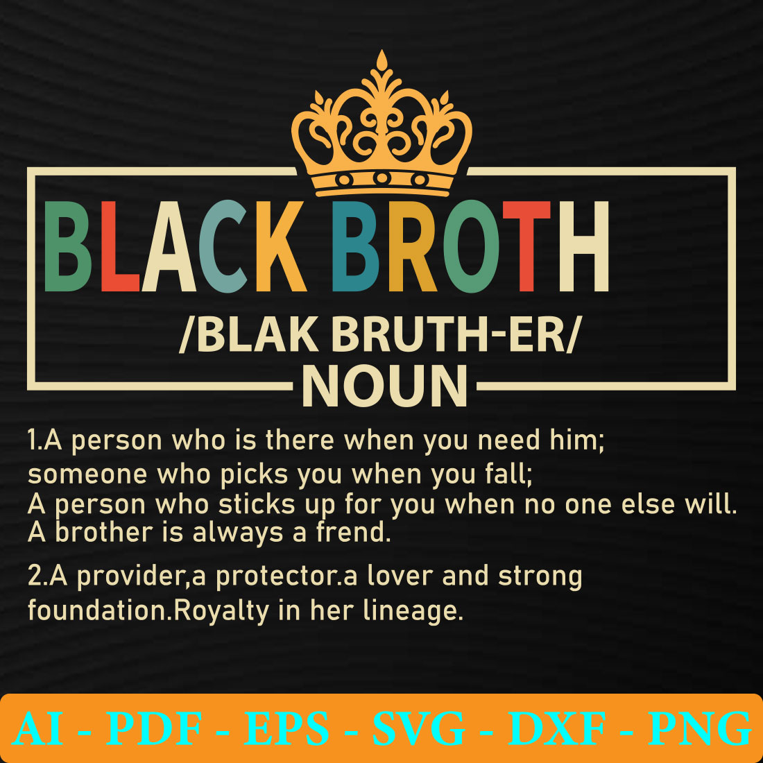 Black broth label with a crown on it.