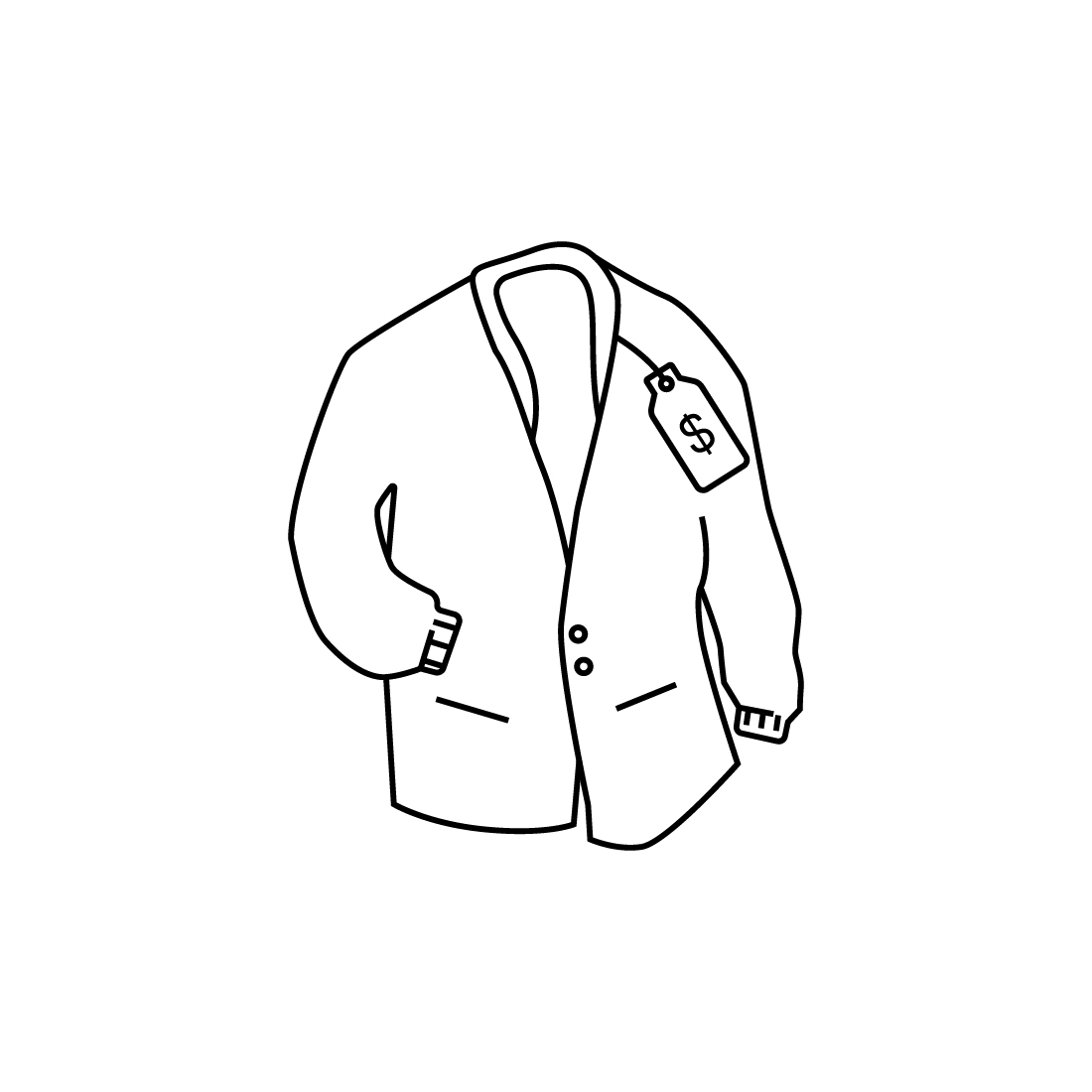 Black and white drawing of a jacket.